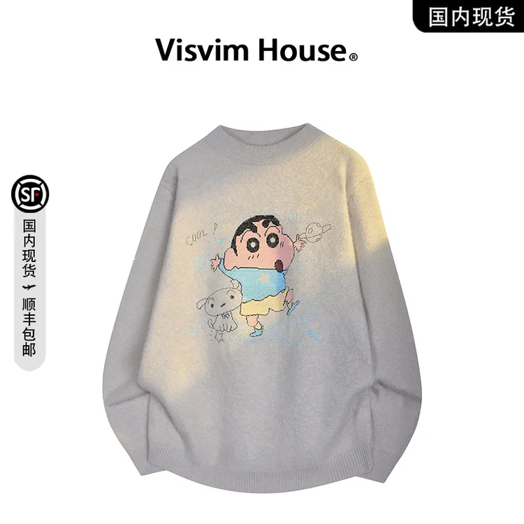 【品牌现货撤柜】VISVIM WINGS春秋季水貂绒针织衫圆领套头毛衣男士