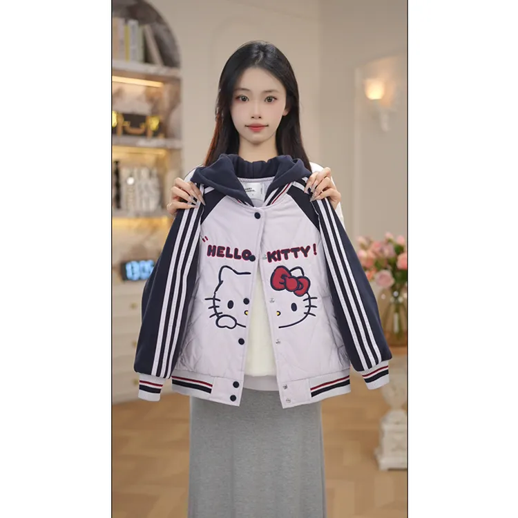 女童棒球服棉服冬装2025新款洋气冬季加厚加绒棉衣中大童外套7843
