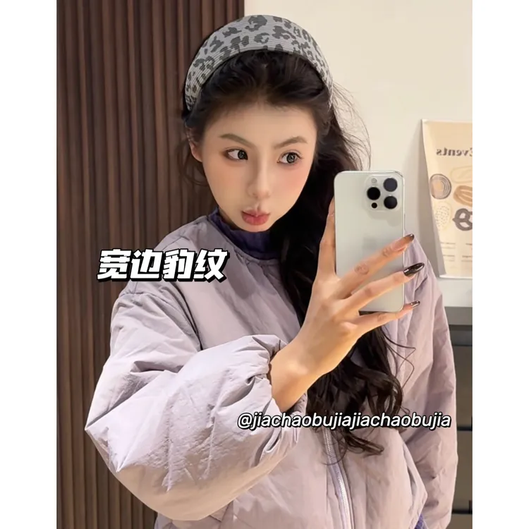 豹纹元素宽边发箍休闲风法式少女风豹纹冬季潮流气质