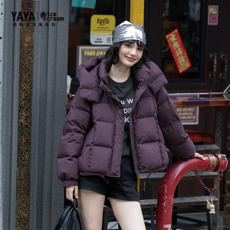 鸭鸭官方新国标90绒羽绒服短款女2025新款冬季时尚加厚小个子外套商品图