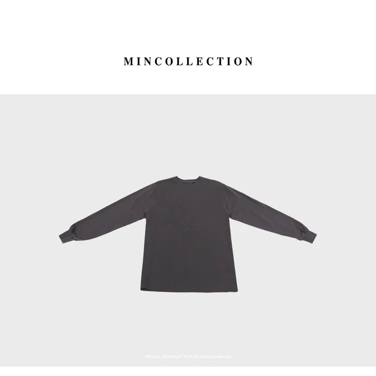 DE Mincollection印花灰T/定制定染后背图腾印花全棉圆领T恤40258