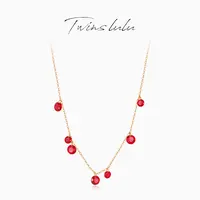 TWINS LULU 镀K金【石榴果】轻奢小众高级圆形红色项链TSJ7831