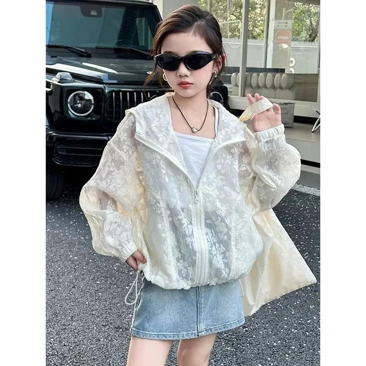 连帽防晒衣洋气夏季新款女大童宽松轻薄透气儿童薄款休闲百搭外套
