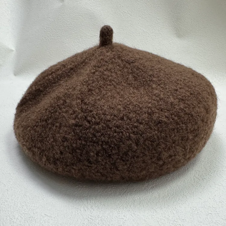 棕色羊毛贝雷帽高品质百搭