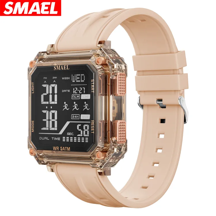SMAEL8129小方块多功能防水电子手表学生男女款简约潮流夜光情侣商品图