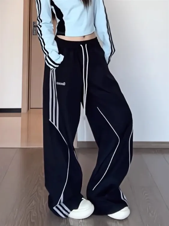 大码胖MM冲锋工装裤男女春夏300斤美式宽松直筒阔腿伞兵休闲长裤