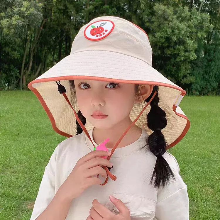 KK树【断码】帽子夏季男童防紫外线大檐护颈空顶披肩帽女