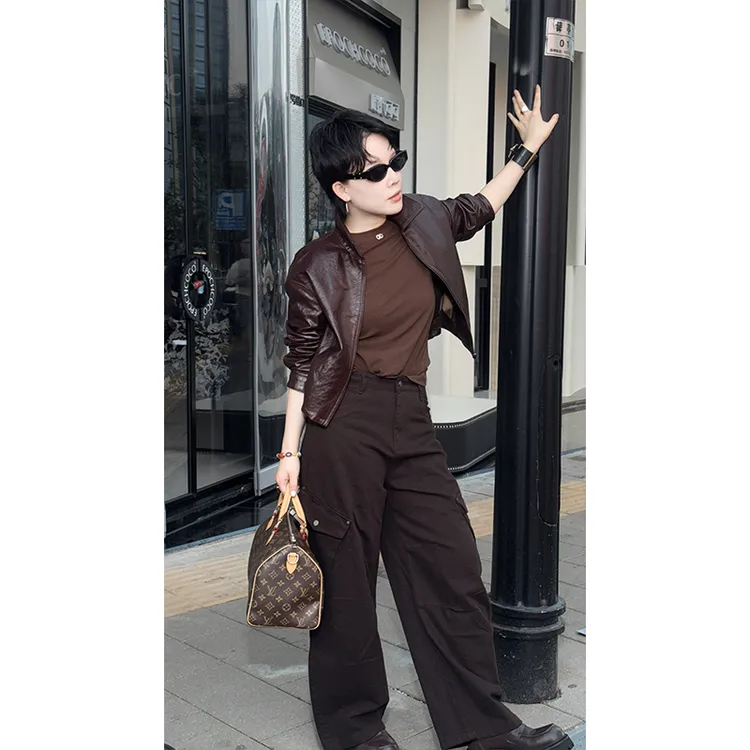 《上瘾工装裤》秋冬季1502女裤高腰直筒宽松百搭长裤休闲