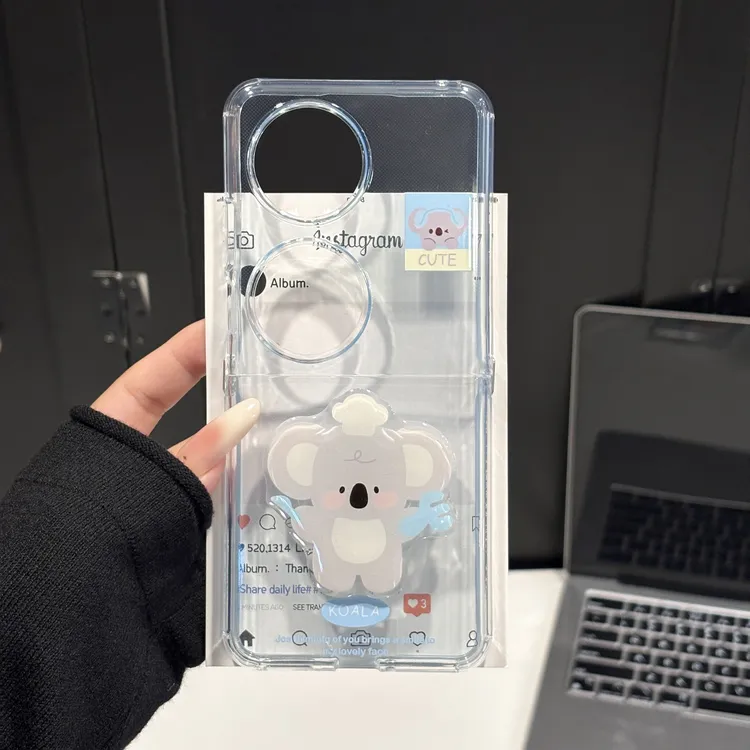 适用华为pocket手机壳vivo小米直边折叠屏oppo三星zflip5可爱考拉