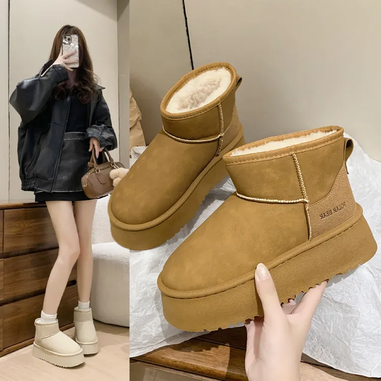 厚底防水防滑小个子6cm加绒加厚雪地靴2025现货增高厚底百搭女鞋