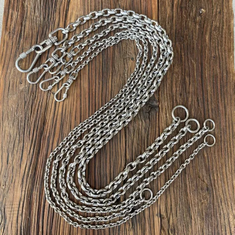 狗狗圆面牵引链4-5-6-7-8MM线径中型犬杜宾栓狗链304钢防咬遛狗链