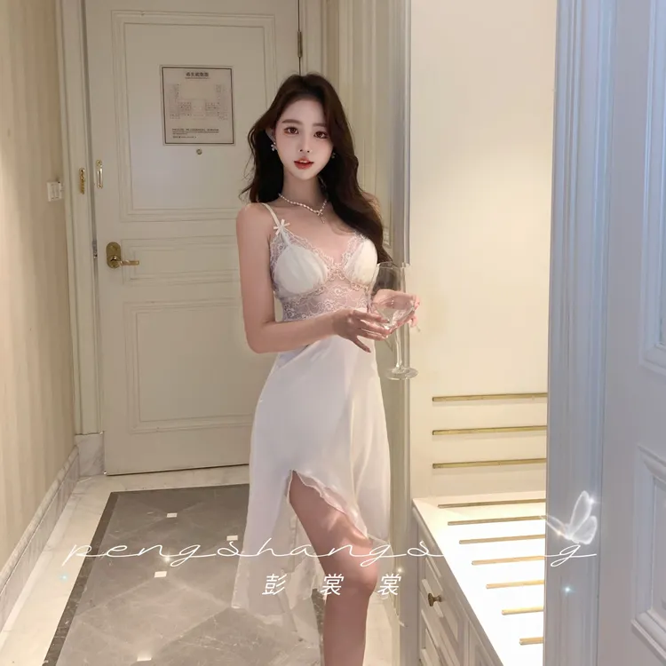 彭裳裳【梦幻泡影】性感女士夏季黑色春夏薄款睡衣居家服纯欲风