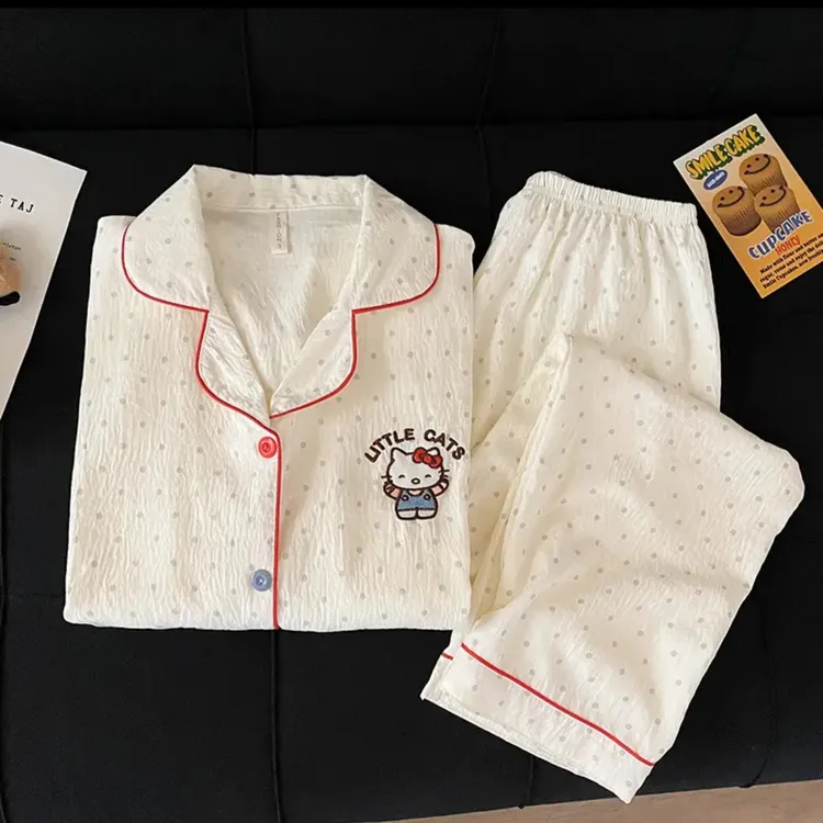 点点KT猫云朵棉睡衣夏秋季女款爆款2025新家居服套装长短袖裤大学