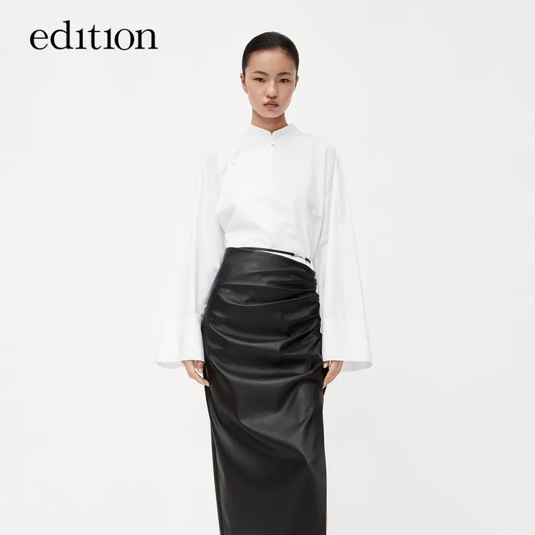 【商场同款】edition款右衽中式上衣宽袖纯棉白衬衫#EBC3TOP010