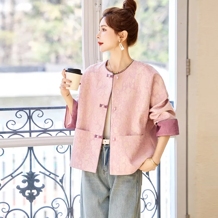 新中式国风高档提花外套女短款2025春季新款时尚洋气小个子上衣