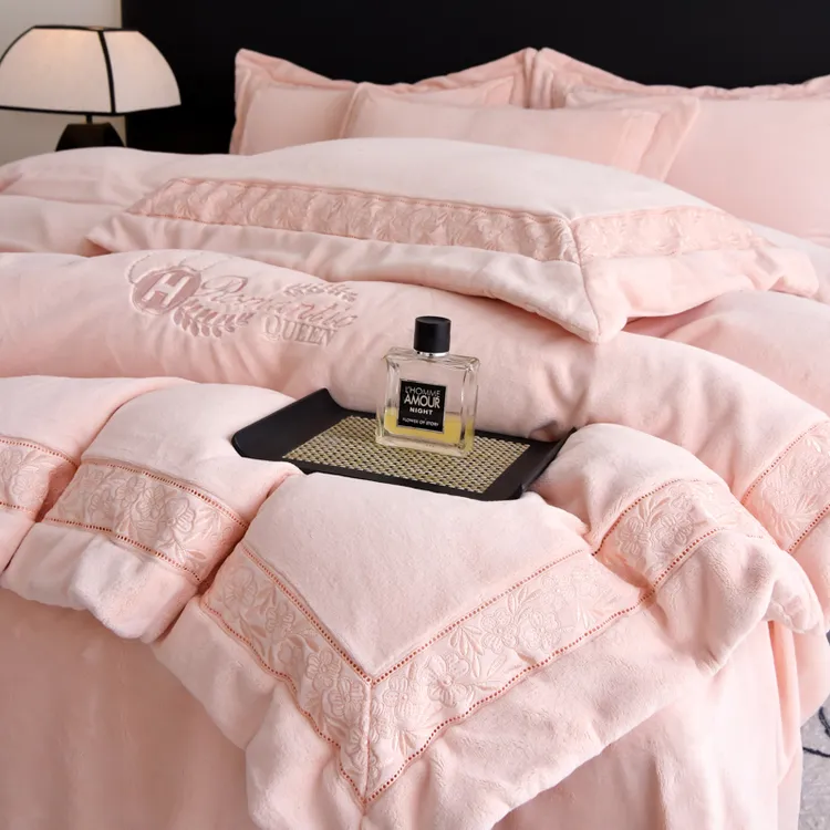 轻奢主卧高级感床上牛奶绒四件套加厚双面绒被套加绒床单冬季被罩