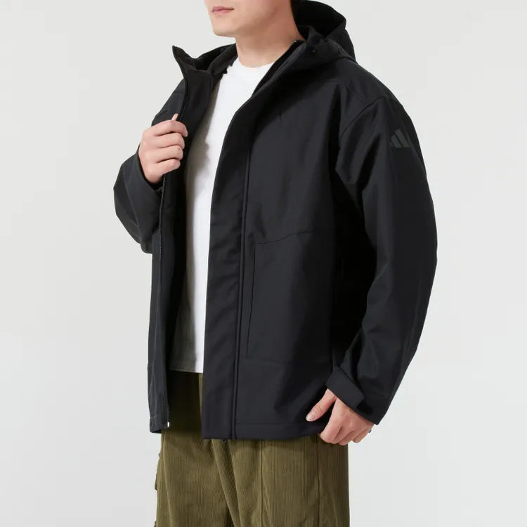 Adidas阿迪达斯外套男秋季新款梭织连帽运动服保暖休闲夹克JM9154