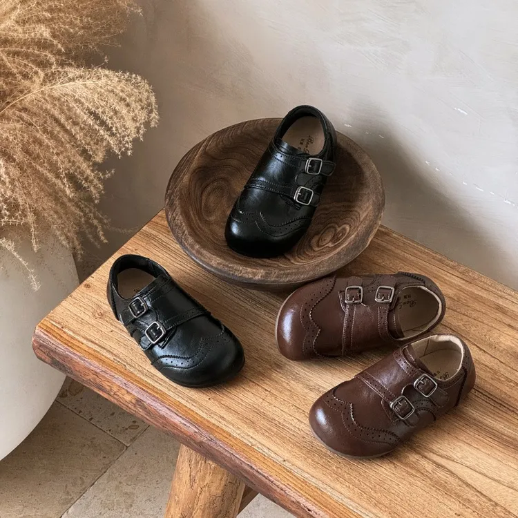 斑点家2025秋冬季儿童皮鞋男女同款韩系文艺范单鞋真皮乐福鞋森系