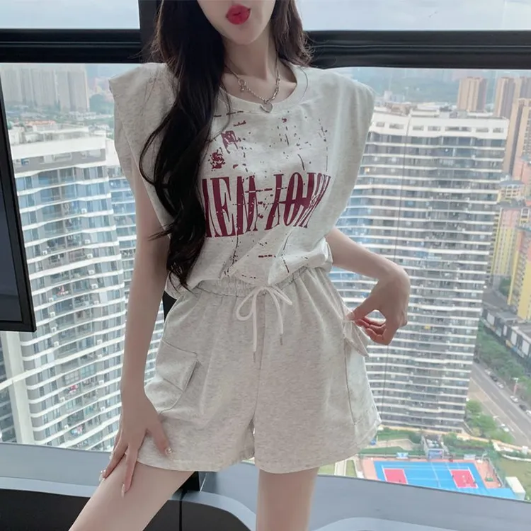 夏季一整套穿搭短裤两件套女小个子大码胖显瘦遮肉套装新款