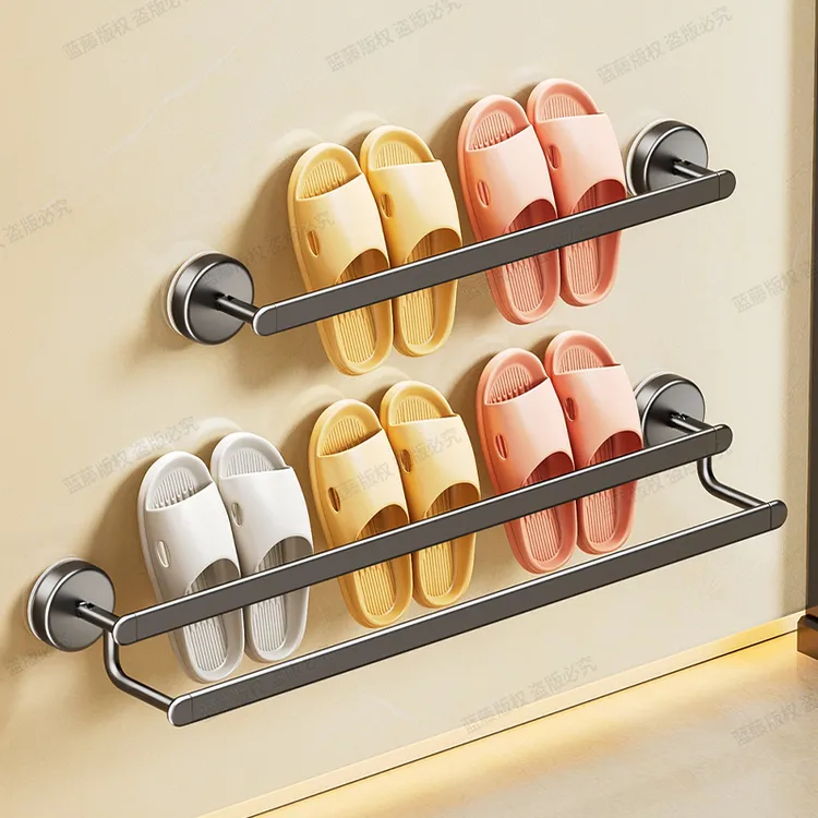 浴室吸盘拖鞋架免打孔卫生间壁挂式鞋子墙上沥水沥水挂架收纳神器