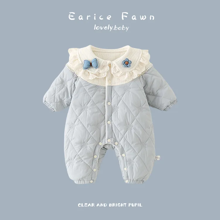 DZ婴儿冬装衣服加厚棉衣可爱宝宝加绒夹棉连体衣外穿超萌洋气爬爬