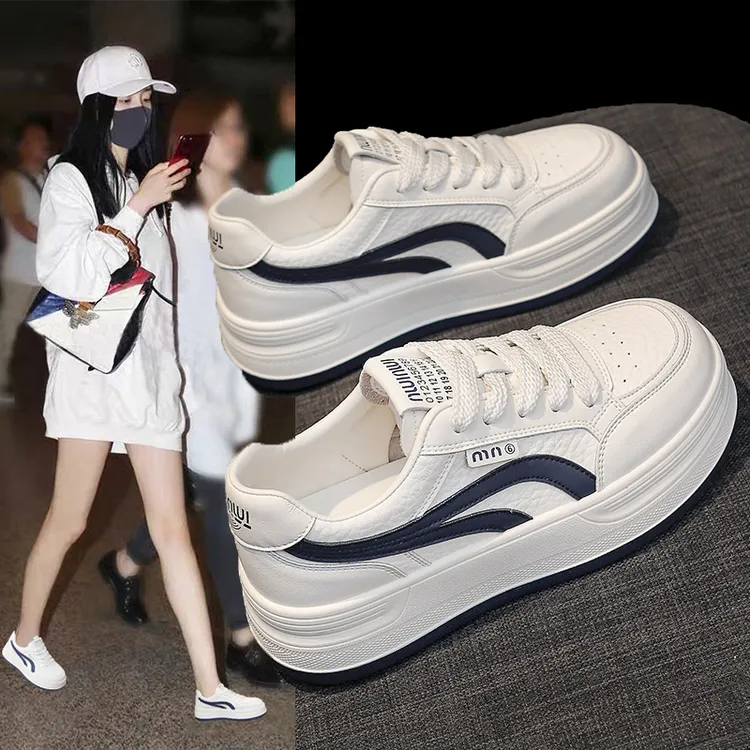 厚底小白鞋女2024秋季新款轻便学院风增高百搭软底运动休闲鞋子