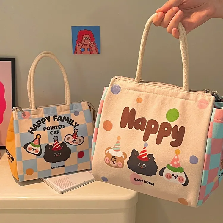 卡通饭盒袋铝箔保温便当袋便携手提大容量小学生带饭上班族收纳包