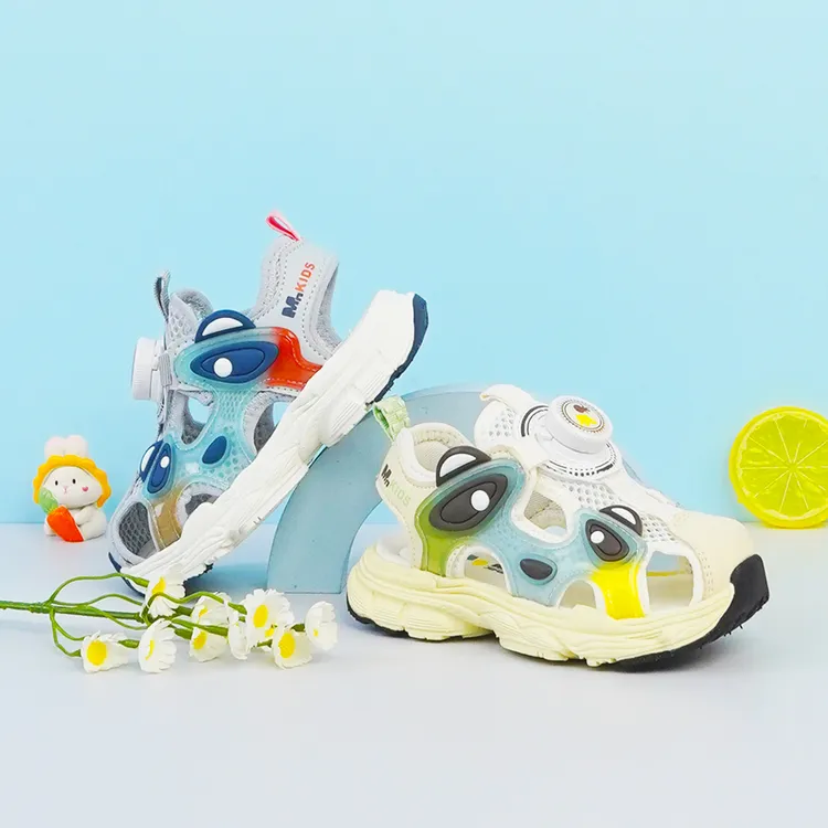 几米熊韩版防滑凉鞋2025年夏季新款男女童学生包头软底运动沙滩鞋