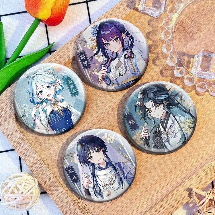 MY同人双闪吧唧银葱徽章散兵胡桃芙宁娜钟离二次元动漫周边谷子