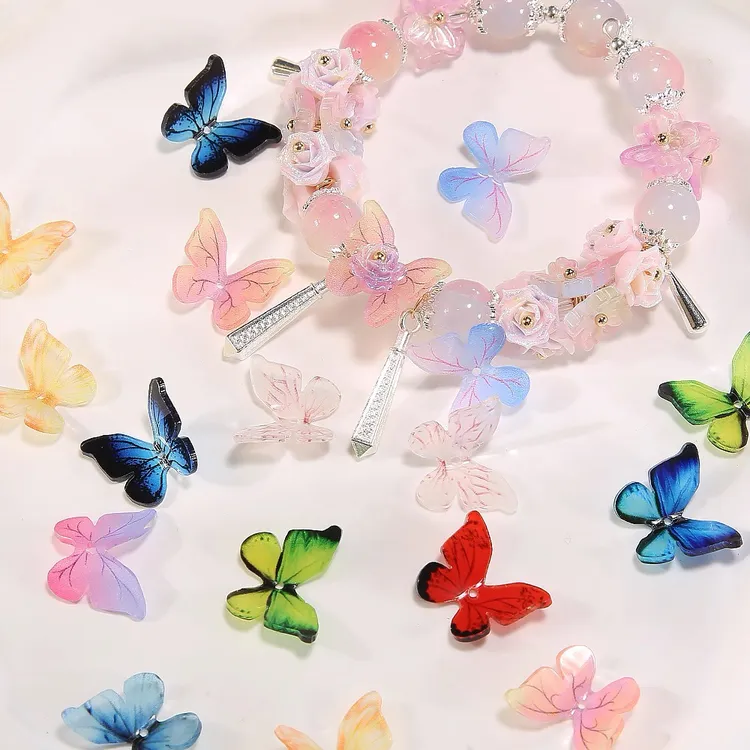 【精灵蝶】热缩片立体蝴蝶手工diy手链散珠饰品配件发簪串珠材料