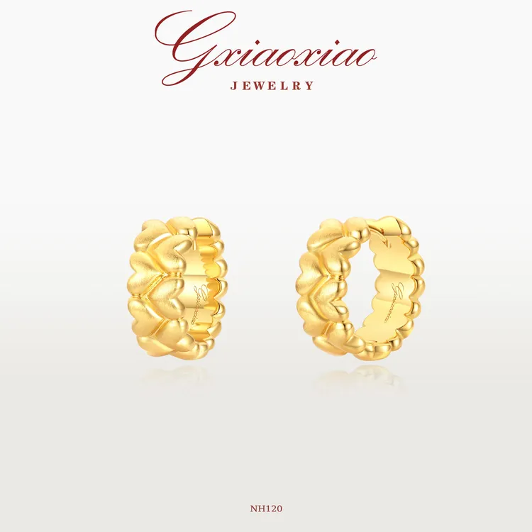 G XIAOXIAO 镀K金 轻奢气质高级简约百搭拉丝爱心耳环 NH120