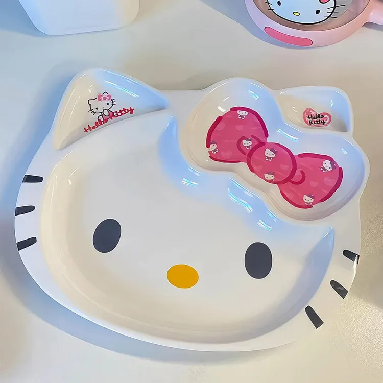 KT可爱餐盘新款分格盘少女心耐高温薯条零食沙拉点心盘家用