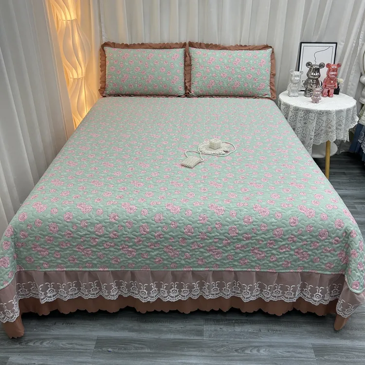  床盖套件加大加厚防滑夹棉床盖床罩床裙床单榻榻米炕盖四季通用