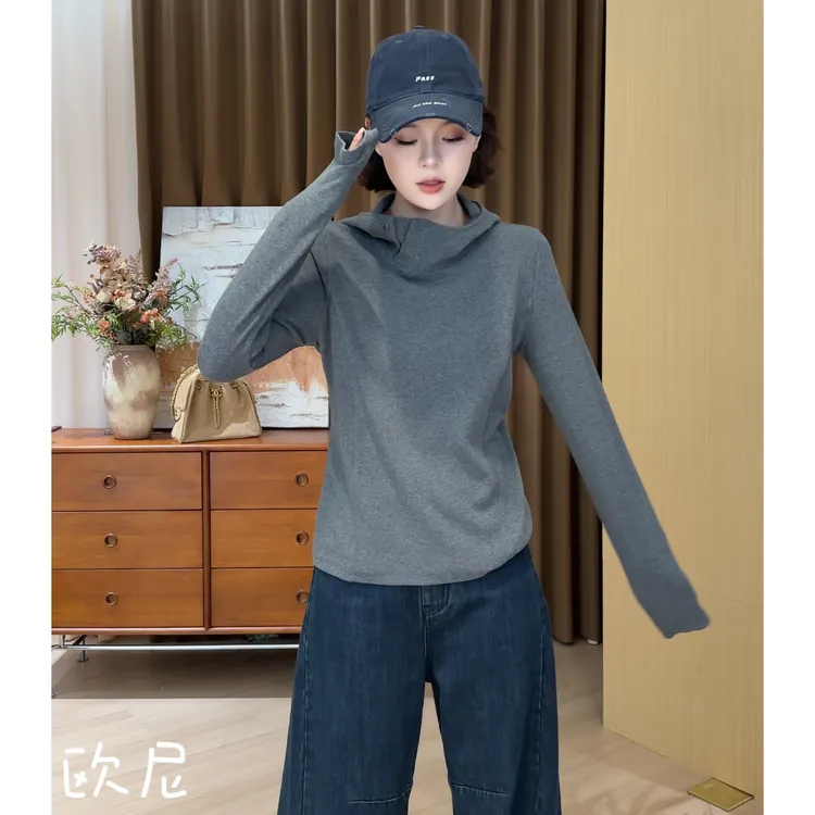 欧尼私服 2025秋季气质显瘦连帽卫衣百搭长袖上衣2508C5034
