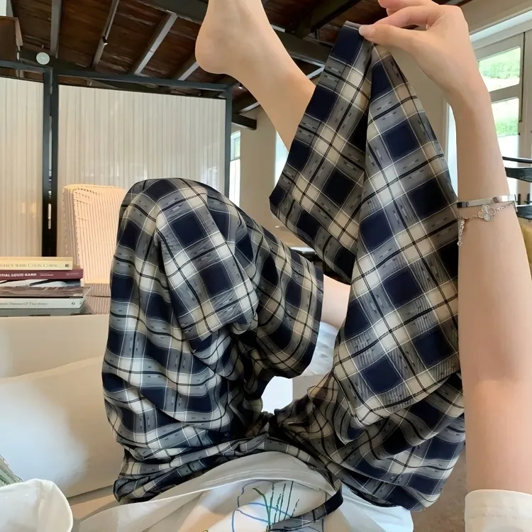 【现货清】夏天绵绸阔腿裤女薄款可外穿凉感睡裤家居裤