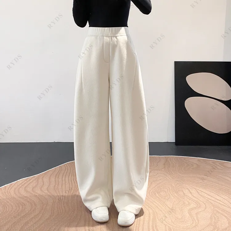 立裁显瘦蜜桃糯叽叽羊毛内里磨毛木瓜茧型裤K7555