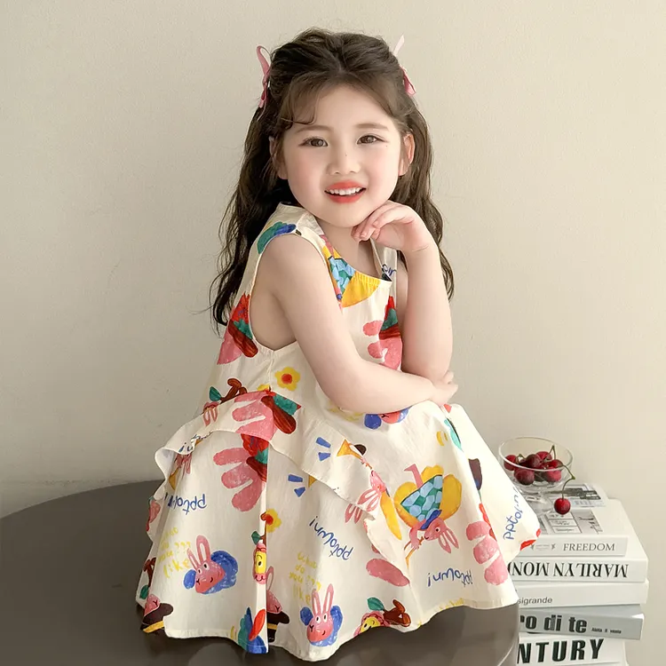女童连衣裙夏装2025新款洋气儿童韩系薄款无袖公主裙宝宝夏日裙子