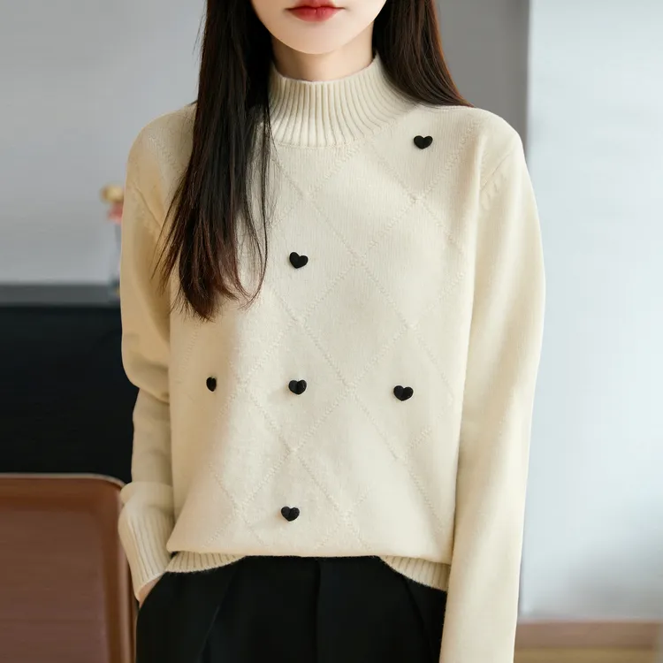 品牌撤柜正品爱心波点软糯气质慵懒风针织衫2025秋冬新款羊毛衫