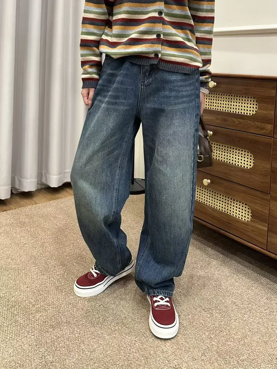 欧韩早秋新款时尚牛仔弯刀裤女巨百搭梨形身材牛仔裤长裤阔腿裤