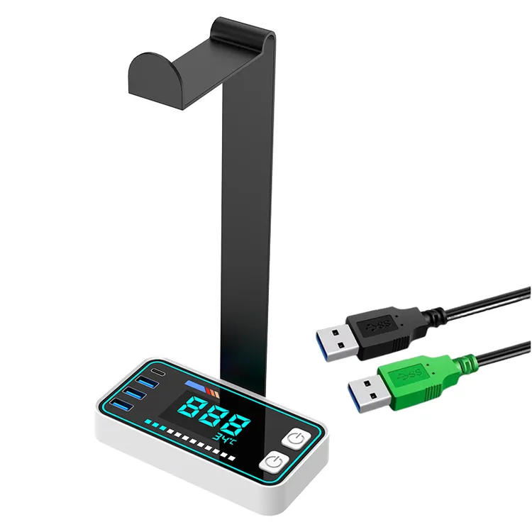 新款电脑桌竞开关双开关四个USB接口2.0、3.0外置延长开关液晶屏