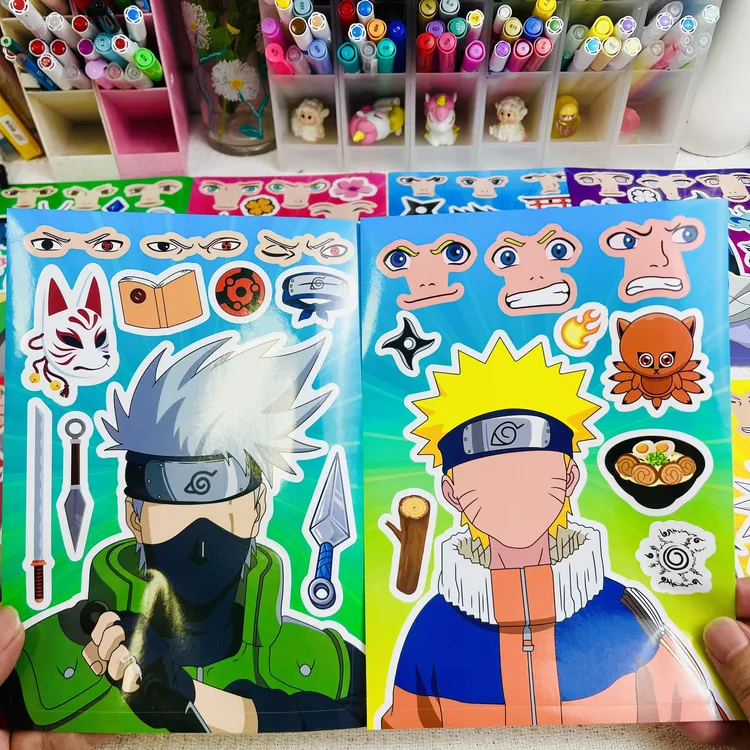 火影忍者换装拼图贴纸(大尺寸高清)贴画儿童手工DIY装饰防水贴画
