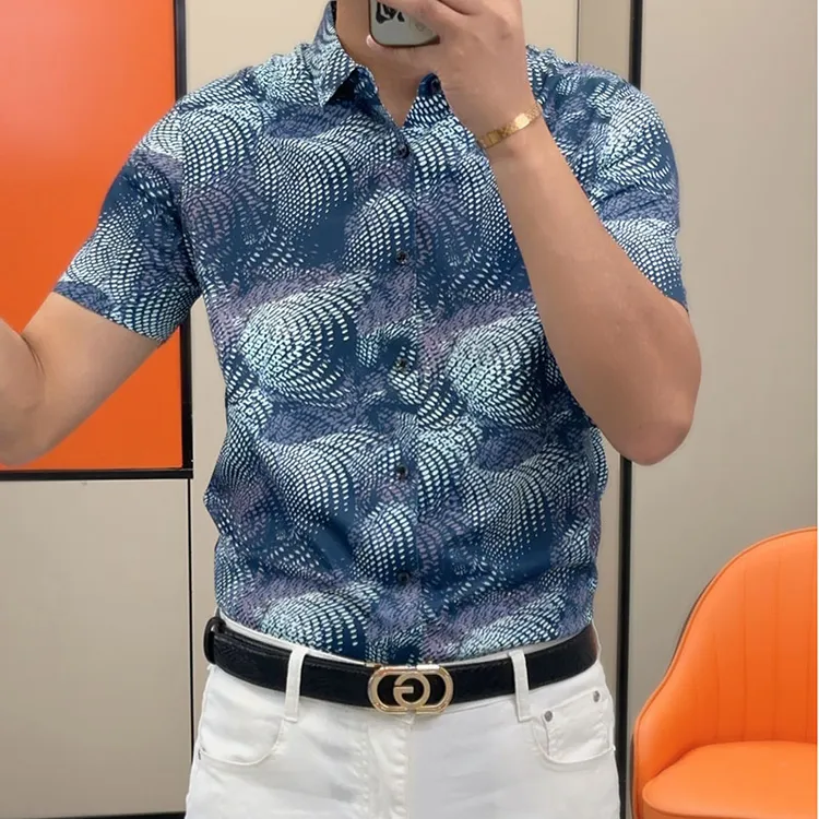 2025衬衫男男装尖领长袖男士对襟商务格子衬衫百搭薄款