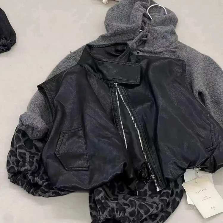 男女童秋季套装2025新款儿童毛衣洋气皮马甲豹纹裤三件套儿童秋装