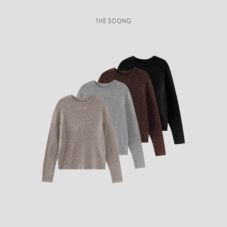 THESOONG|"匠织妙感"羊绒羊毛细腻软糯松弛感圆领保暖毛衣WMY7863