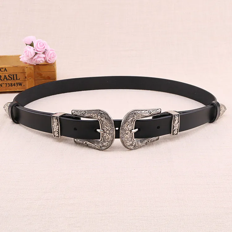 百搭女腰带皮带男ins潮年轻人可调裤腰带黑色ins男士时尚雕花皮带