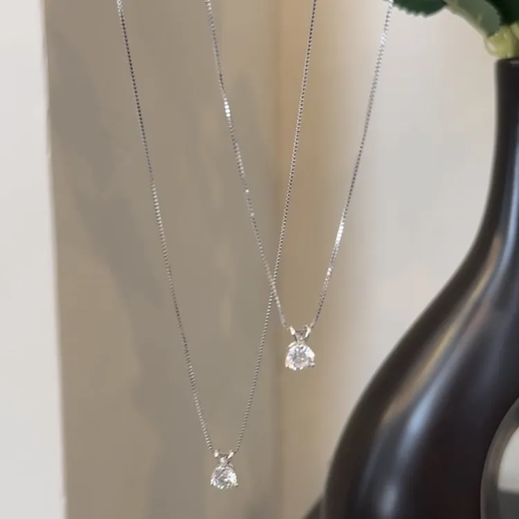 链子925银 【一颗钻】莫桑石纯银项链百搭简约气质简约小众ins精致