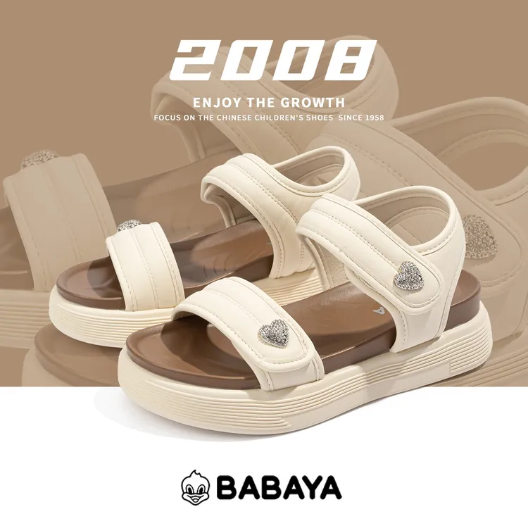 芭芭鸭凉鞋2025夏季新款镂空学生甜美凉鞋休闲风魔术贴女鞋沙滩鞋