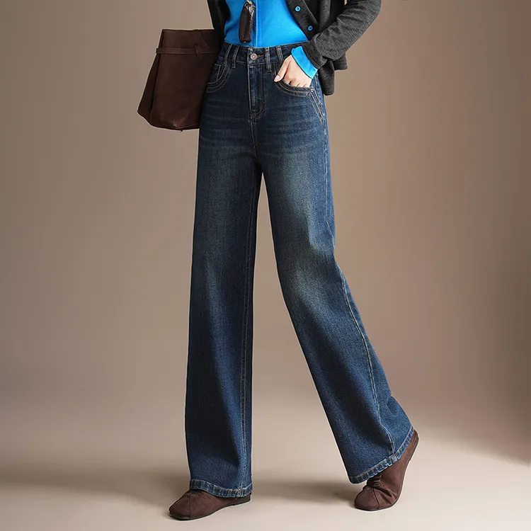 哥弟阿玛施正品女装2025秋季时尚窄版牛仔裤直筒宽松显瘦阔腿裤子