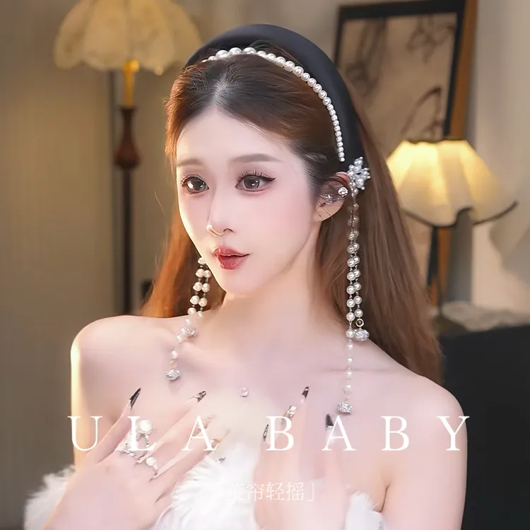 【喜儿ula】10-5-2「莹帘轻摇」小众氛围感流苏珠珠法式高颅顶发箍