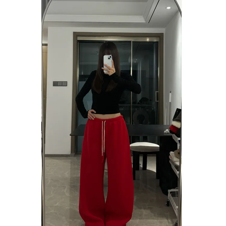 【超绝比例】重工极简秋冬抽绳直筒卫裤+百搭基础t恤两件套D1122